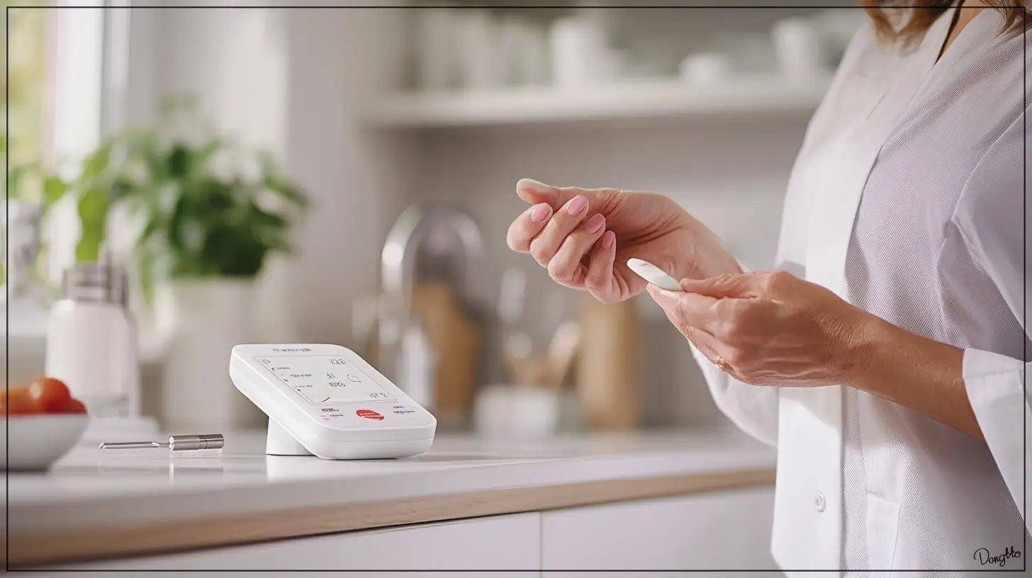 혈당-측정-기기로-혈당을-측정하는-당뇨가-있는-사람의-모습