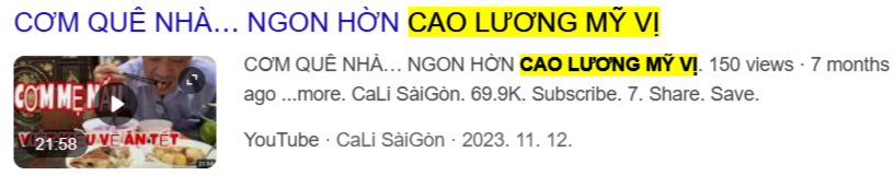 &quot;까오 르엉 미 비&quot;을 인용한 영상 제목
