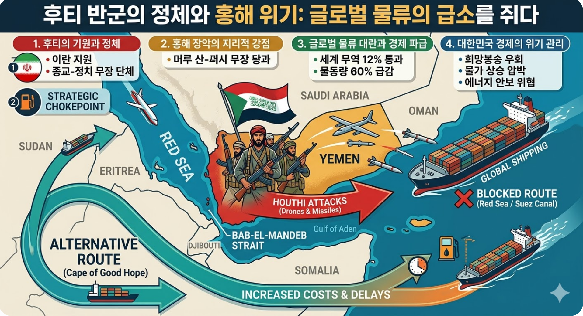 후티반군 뜻, 누구, 위치, 홍해 장악과 글로벌 경제 영향
