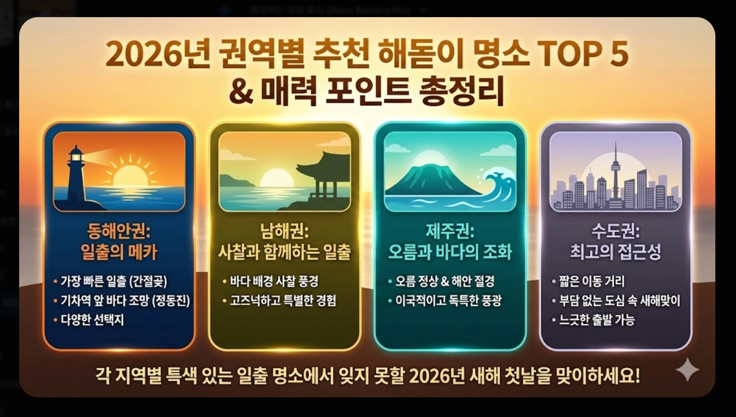 2026년 1월 1일 해돋이 시간 전국 총정리