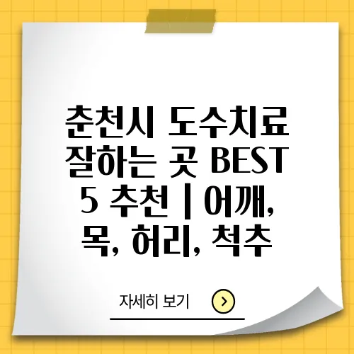 춘천시 도수치료 잘하는 곳 BEST 5 추천｜어깨, 목, 허리, 척추