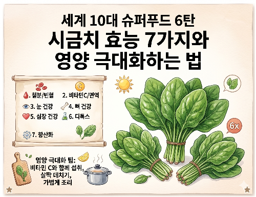 세계 10대 슈퍼푸드 6탄: 시금치 효능 7가지와 영양 극대화하는 법
