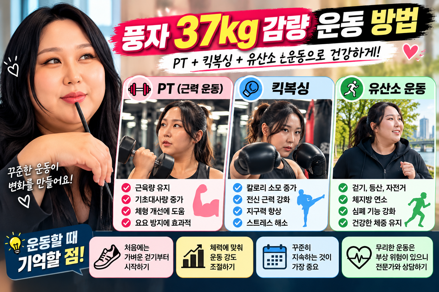 풍자 37kg 감량 과정에서 알려진 PT 근력 운동과 킥복싱, 체중 관리에 도움이 되는 걷기 등 유산소 운동