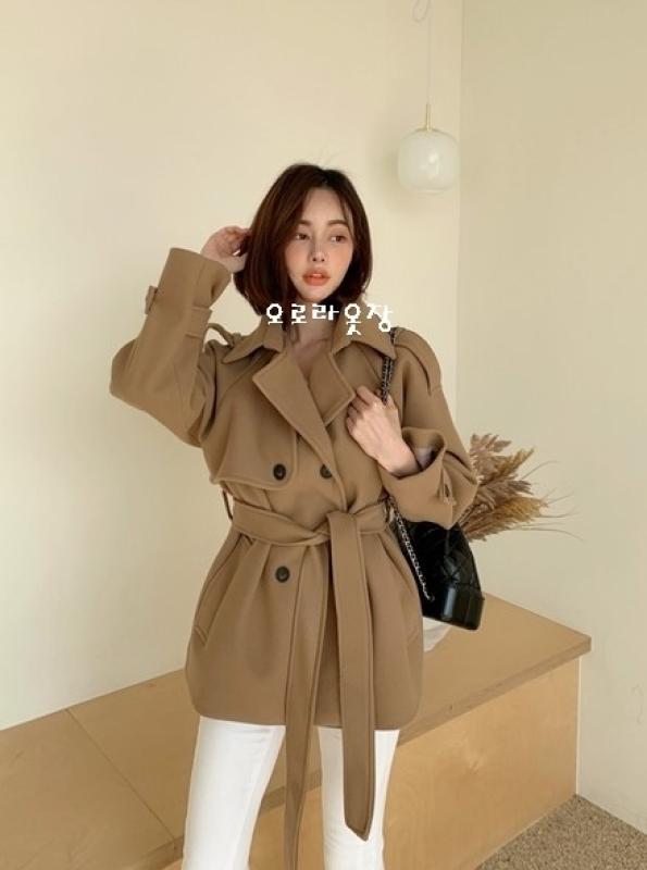 여성 트렌치코트 바바리 울 하프코트 누빔 안감