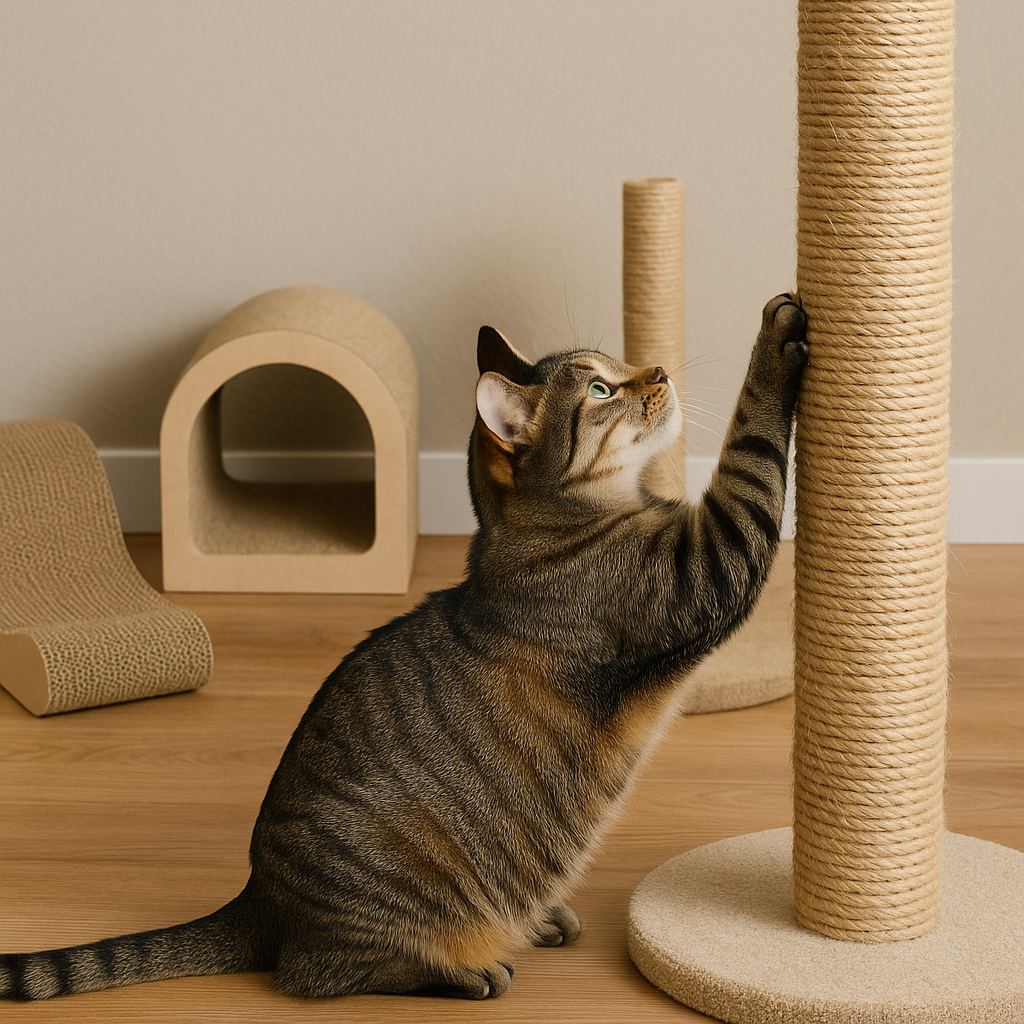 스크레쳐를 긁고 있는 고양에