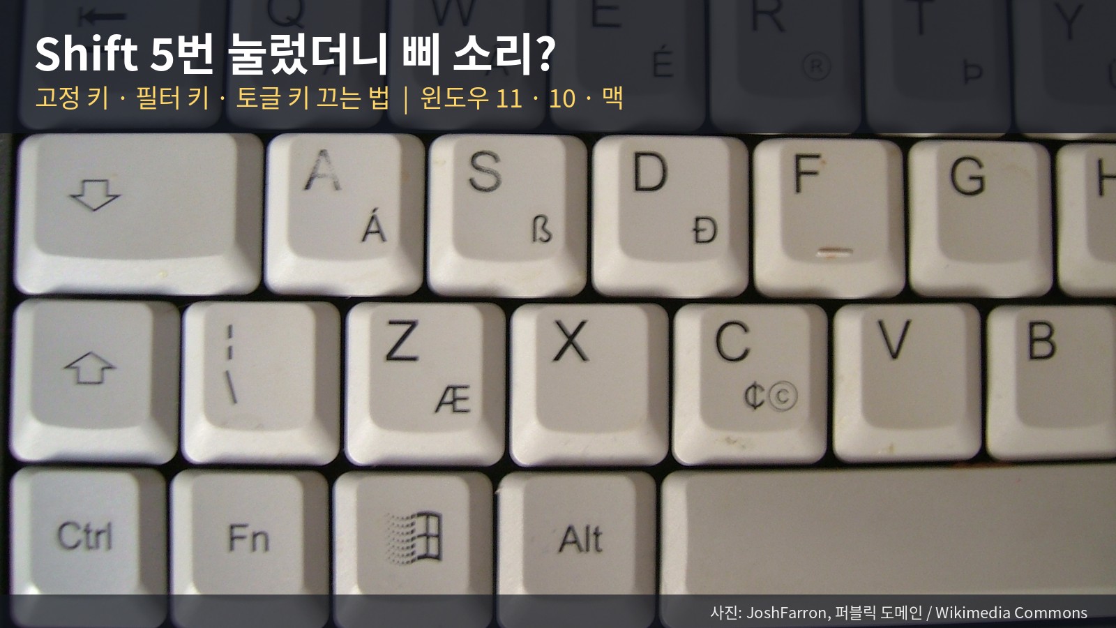 Shift 5번 눌렀더니 삐 소리와 고정 키 창? 키 안 풀림·입력 지연까지, 고정·필터·토글 키 끄는 법 (윈도우 11·10·맥)