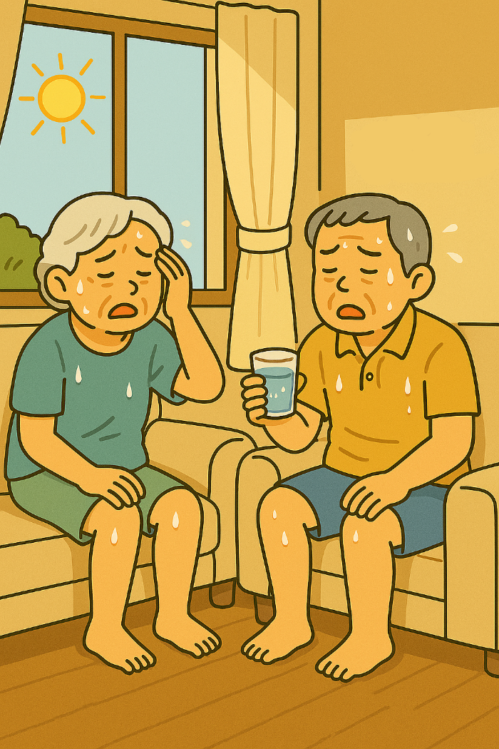여름 더위에 힘들어 하는 시니어