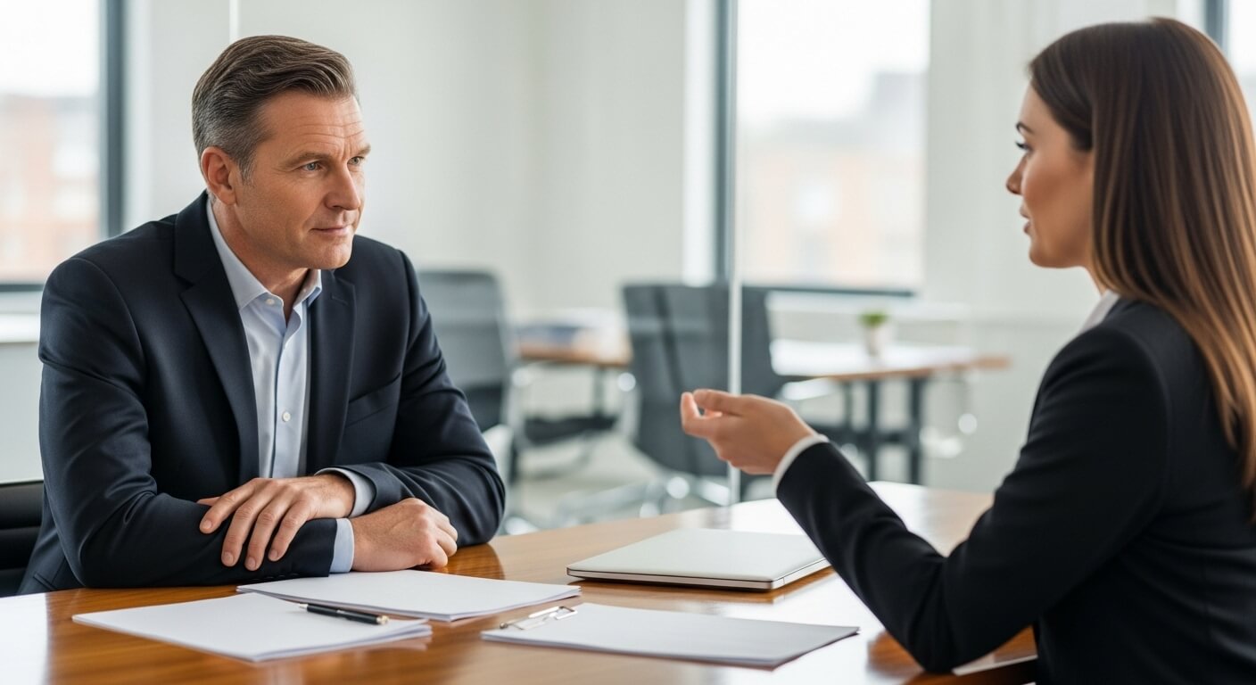 상담 중인 직장인과 세무 담당자