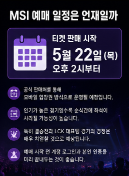 MSI 예매 방법 일정 티켓 가격 양도 가능 여부 티켓팅 성공 꿀팁 총정리3