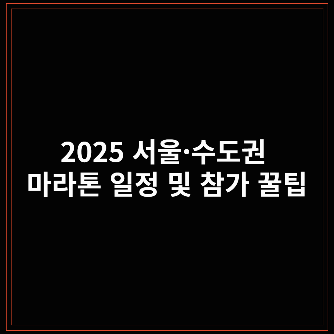 2025 서울·수도권 마라톤 일정 및 참가 꿀팁