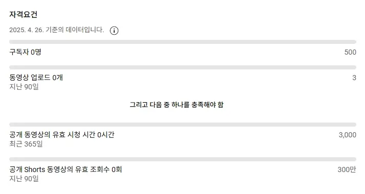 유튜브-수익-창출-조건-쇼츠-확인