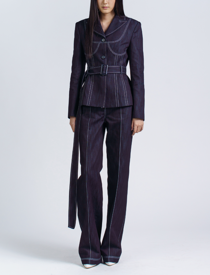 11월6일 친밀한리플리 이시아 차정원 (29회)옷 패션 두칸 스티치 배색 자켓 바지 셋업 수트 정보