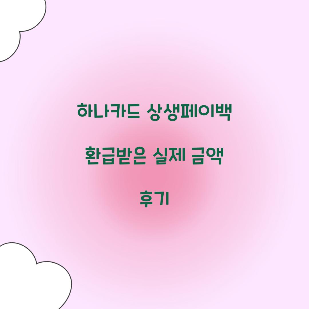 하나카드 상생페이백 환급받은 실제 금액 후기