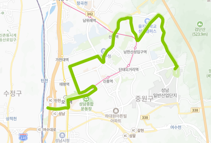 성남-88-1번-버스-노선-지도