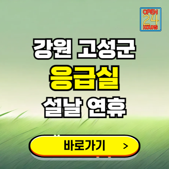 강원 고성군 설날 연휴 비상진료 응급실 병원 찾기 ❘ 내근처 24시 야간 심야 휴일 가능한 곳