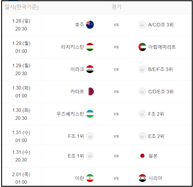 아시안컵-경기일정-하이라이트