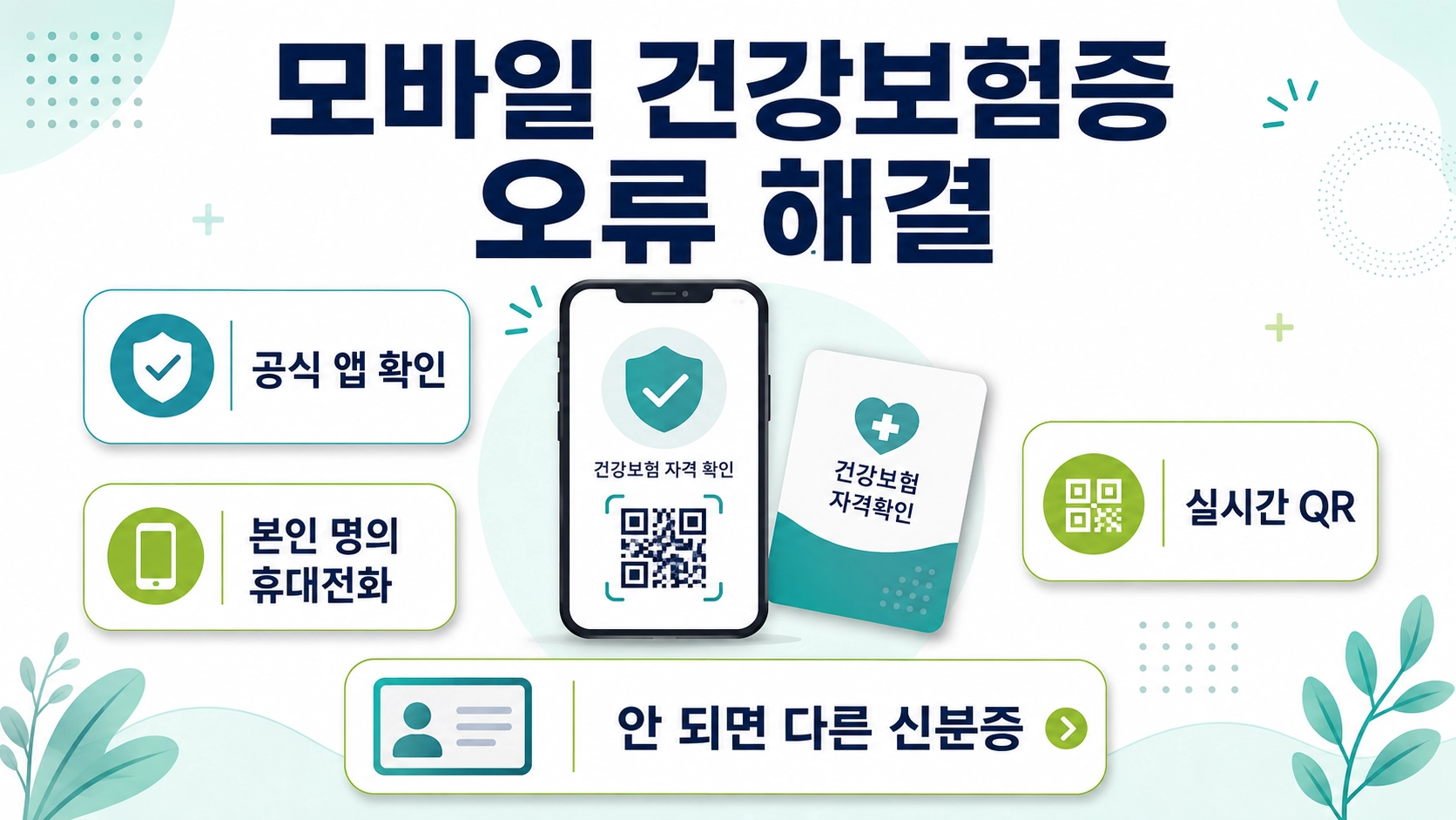 모바일 건강보험증 발급과 QR 오류 발생 시 공식 앱·본인 명의·대체 신분증 확인 순서
