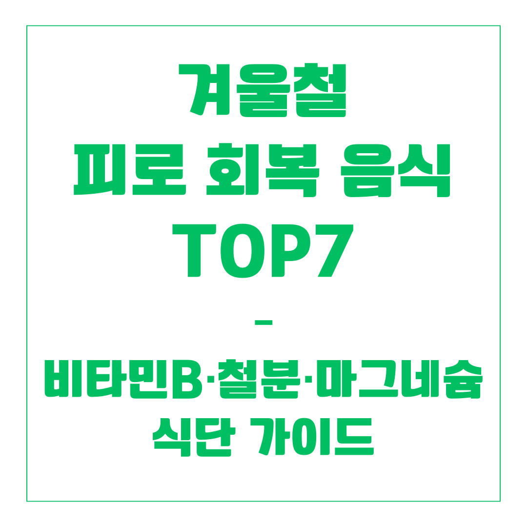 겨울철 피로 회복 음식 TOP7 &ndash; 비타민B&middot;철분&middot;마그네슘 식단 가이드