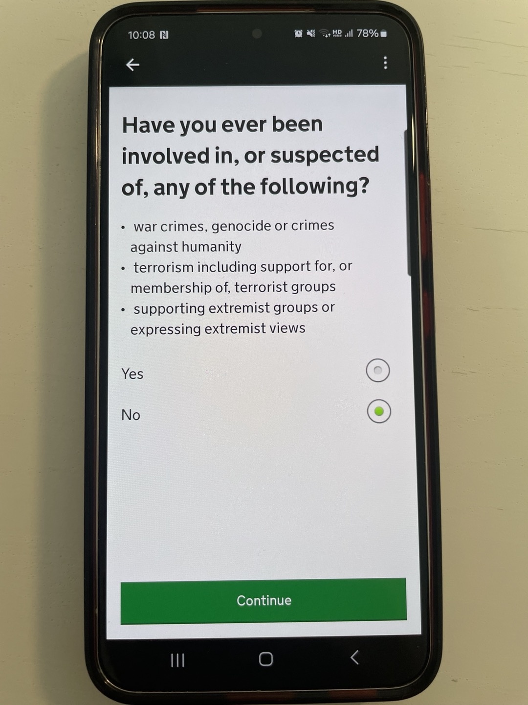 UK ETA 테러 연관 사항 입력