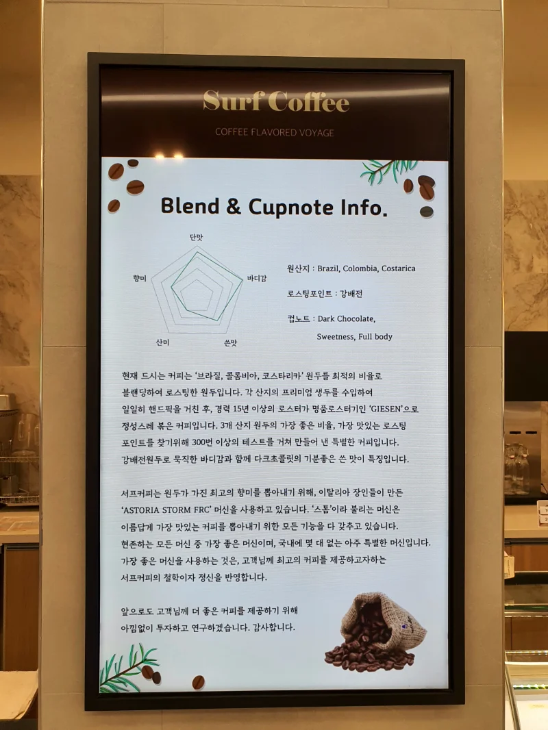 서프커피 블랜딩, 커핑노트