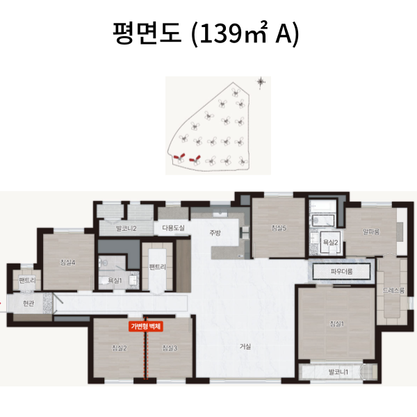 북수원이목지구 디에트르 더 리체 2차 평면도 139 A타입