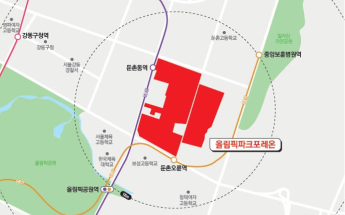 올림픽파크-포레온-아파트-주변-교통망도