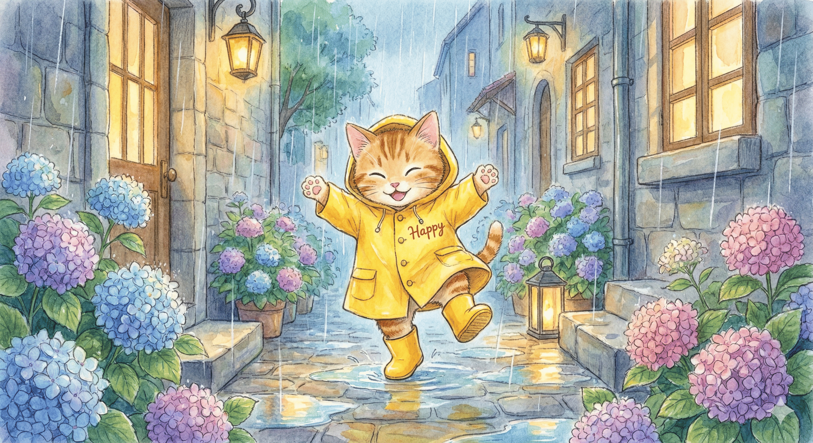 나노 바나나 프롬프트로 생성한 지브리 스타일 고양이 일러스트