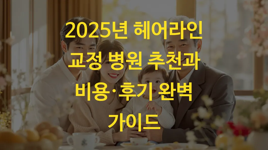 2025년 헤어라인 교정 병원 추천과 비용&middot;후기 완벽 가이드