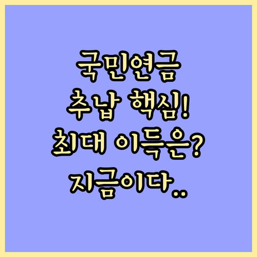 국민연금 추납 최적 신청 시기 비용 ..