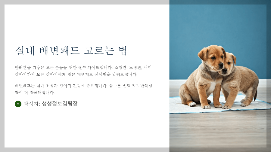 강아지 실내 배변패드 고르는 법