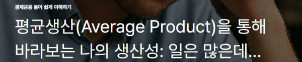 평균생산(Average Product)을 통해 바라보는 나의 생산성: 일은 많은데