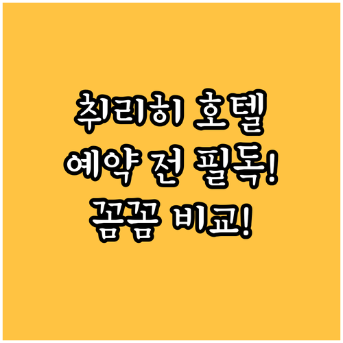 취리히 호텔 예약 전 필독! 위치, 