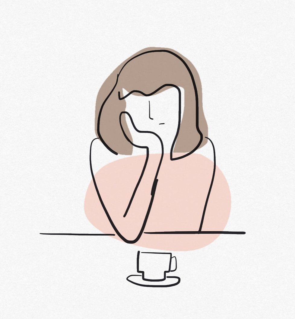 생각하는 여성 그림 사진