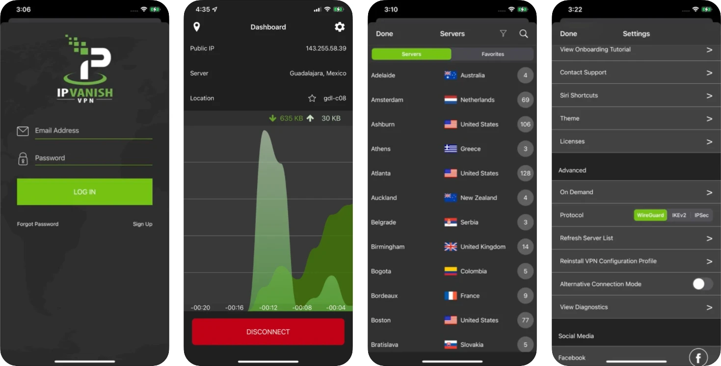 IPVanish VPN 스크린샷