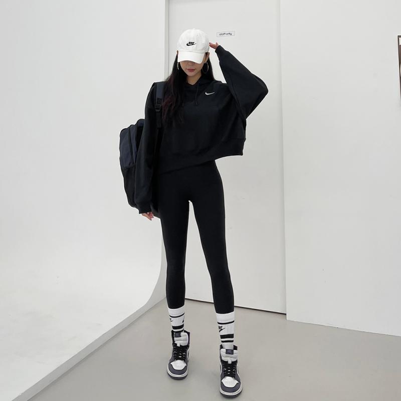 나이키 후드티 크롭 가오리 박시핏 티셔츠