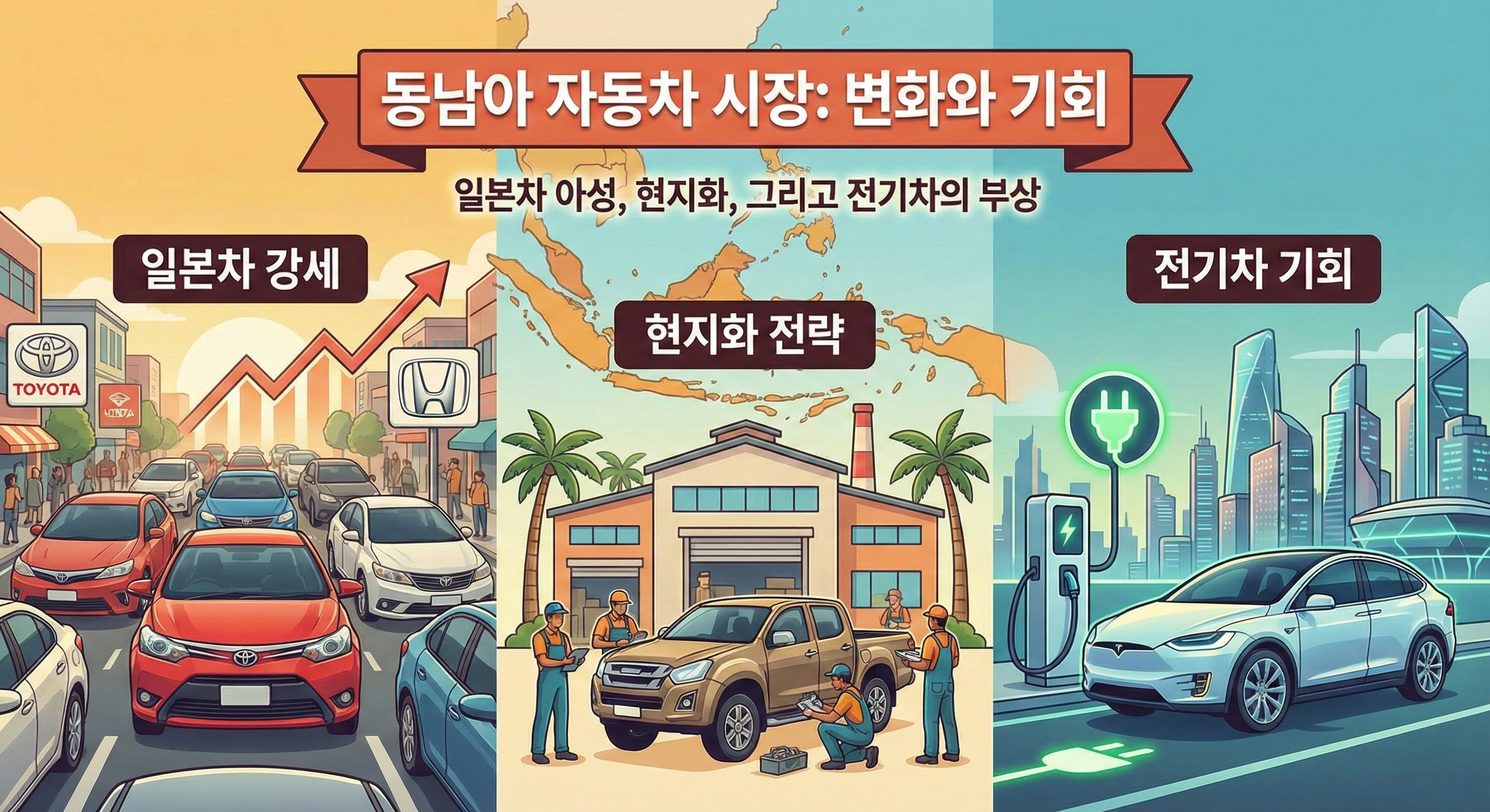 동남아 자동차 시장(일본차 강세, 현지화 전략, 전기차 기회)