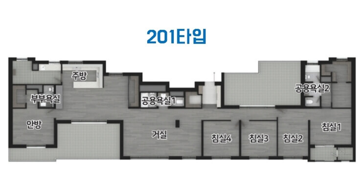 도안 우미린 트리쉐이드 아파트 201타입 평면도