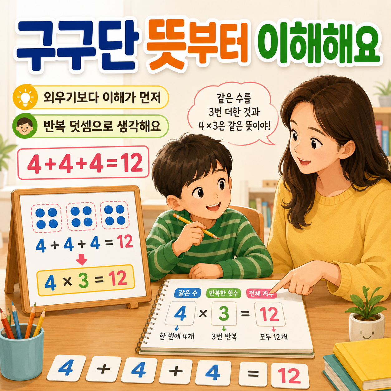 구구단은 외우기보다 뜻을 이해하는 것이 먼저예요