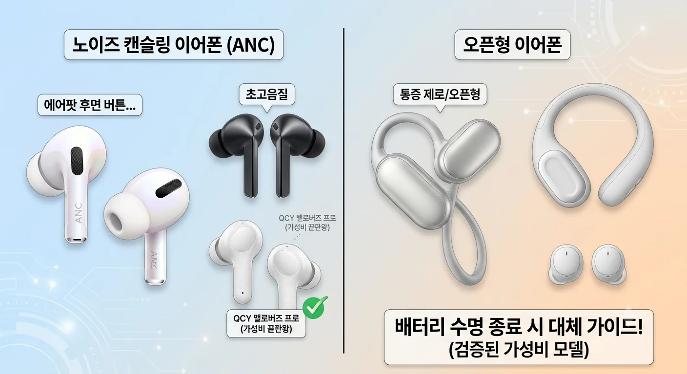 무선 이어폰 한쪽 고장 배터리 방전 해결을 위한 가성비 노이즈 캔슬링 이어폰 추천