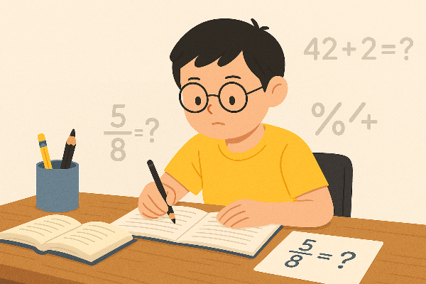 문장형 수학 문제를 풀고 있는 아이 이미지