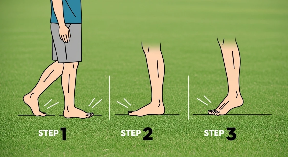 알트 태그: 올바른 맨발걷기 자세 단계별 설명 인포그래픽