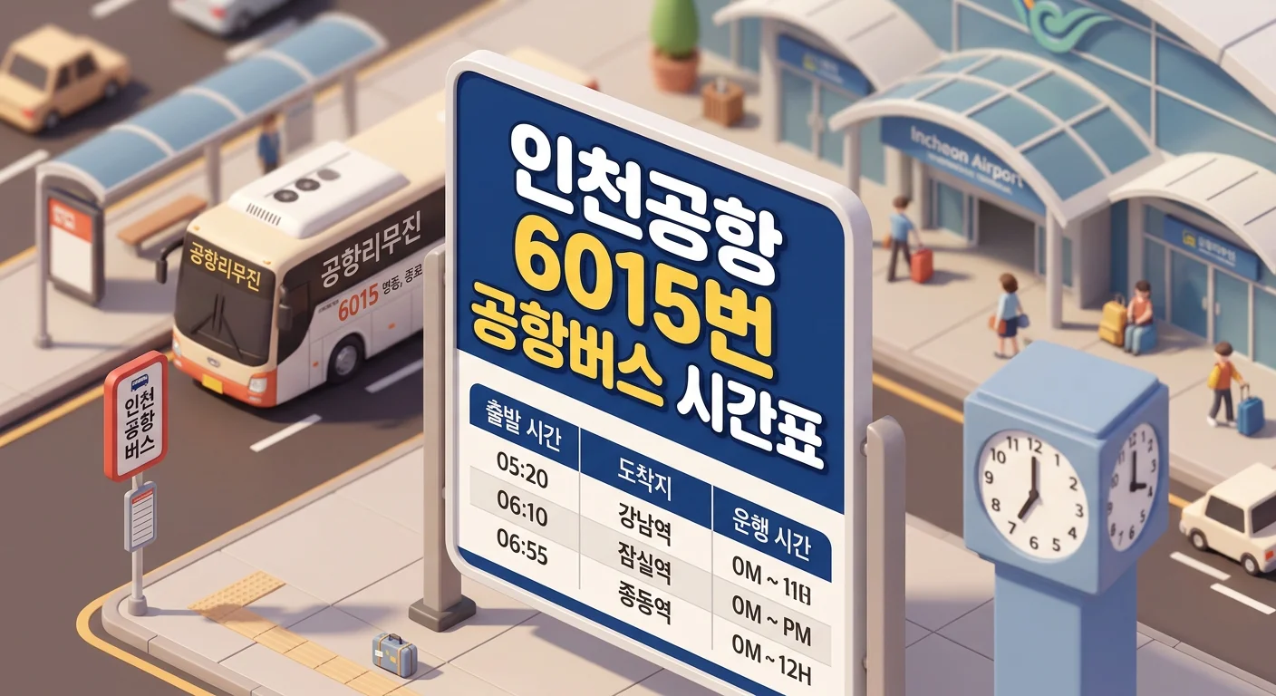 인천공항 6015번 공항버스 시간표와 요금 (마포&middot;공덕&middot;명동 방면)