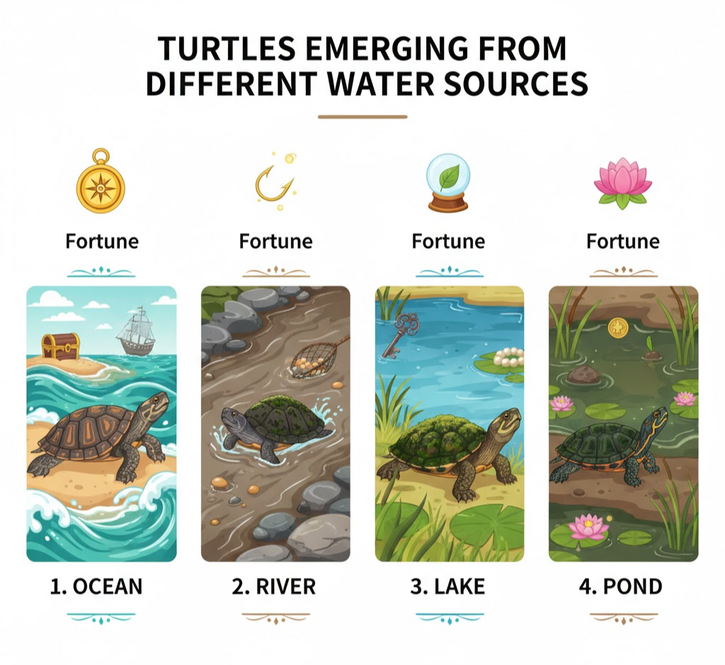 거북이가 물에서 나오는 꿈 해몽 - 숨겨진 행운이 모습을 드러낸다