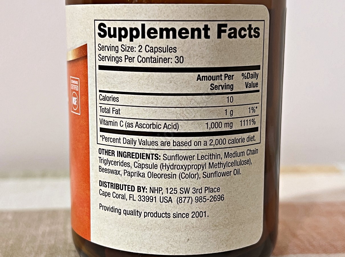 닥터 머콜라 리포솜 비타민 C (Dr. MERCOLA Liposomal Vitamin C) 영양 성분 정보