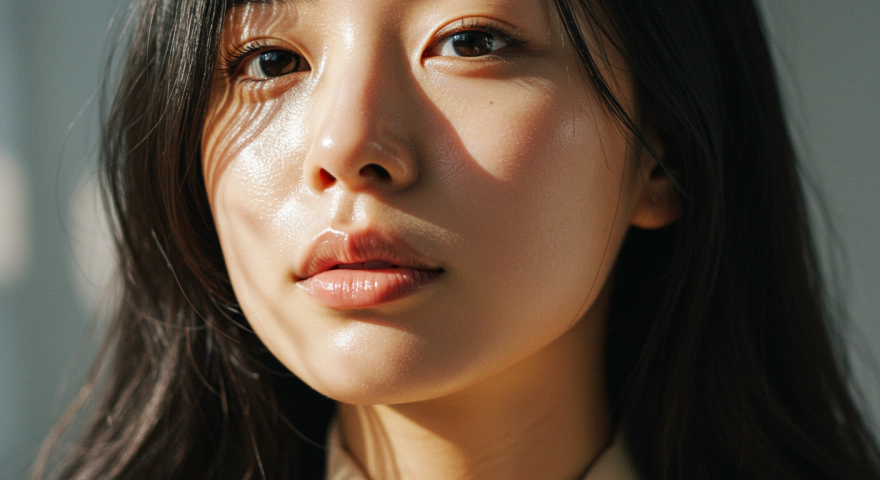 피부가 맑은 한국인 여성