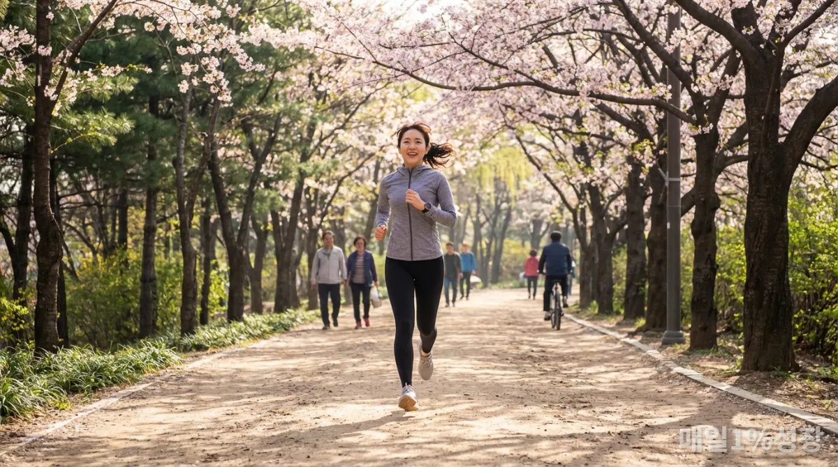 일상 속 운동 루틴으로 감정 근육을 단련하는 한국인 여성