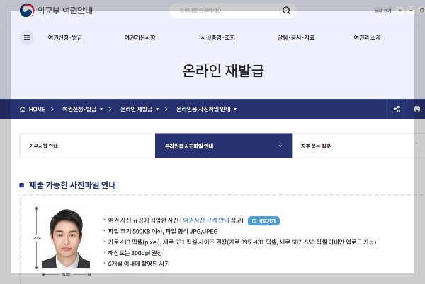 외교부 여권안내 홈페이지
