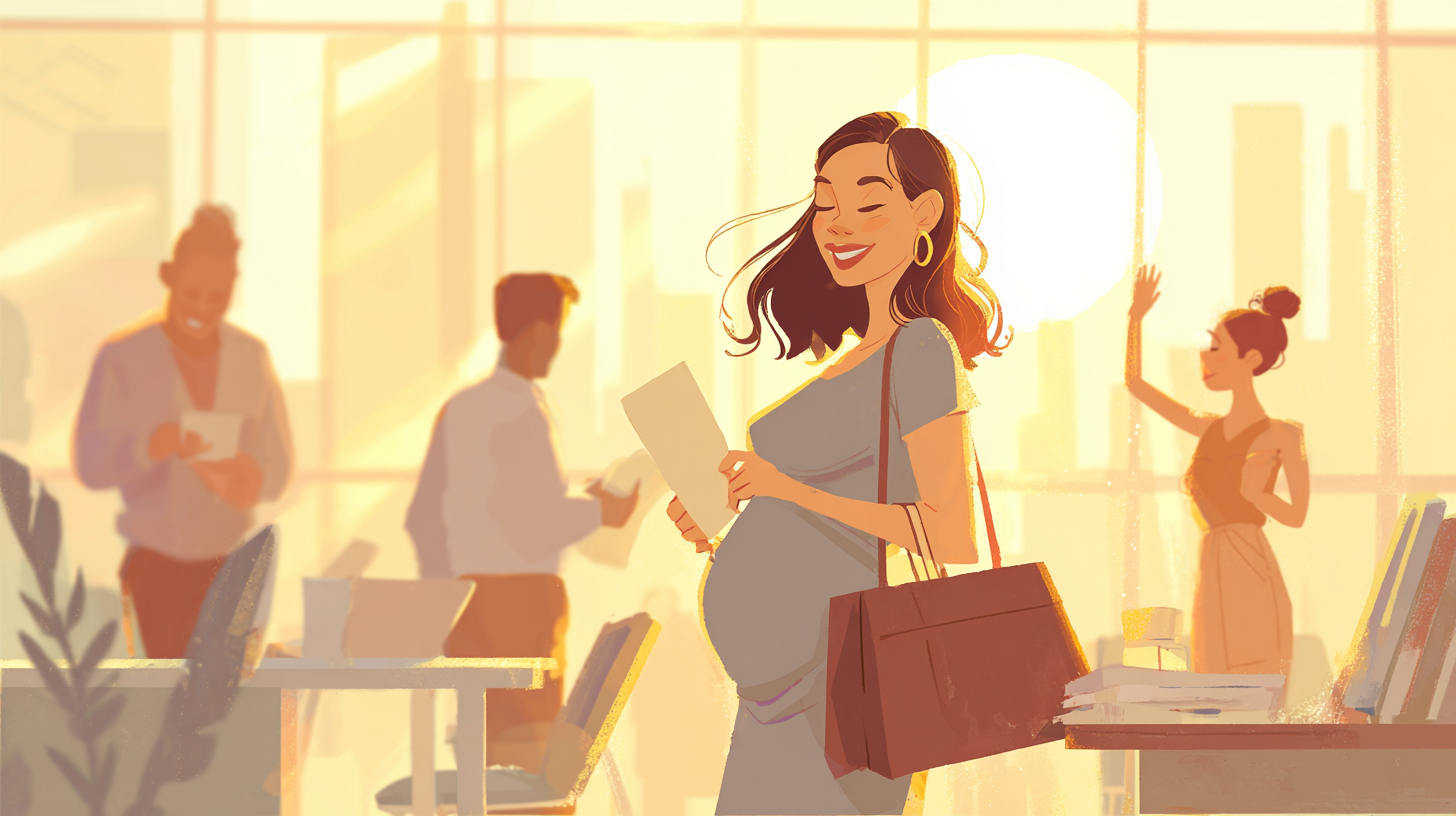 임신한 직장인 여성 일러스트