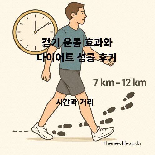 걷기 운동 효과와 다이어트 성공 후기 &ndash; 걷기 시간과 거리 중요성 일러스트