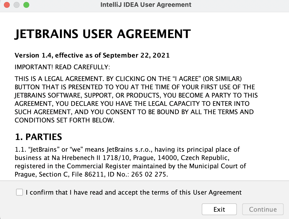 인텔리제이 약관동의